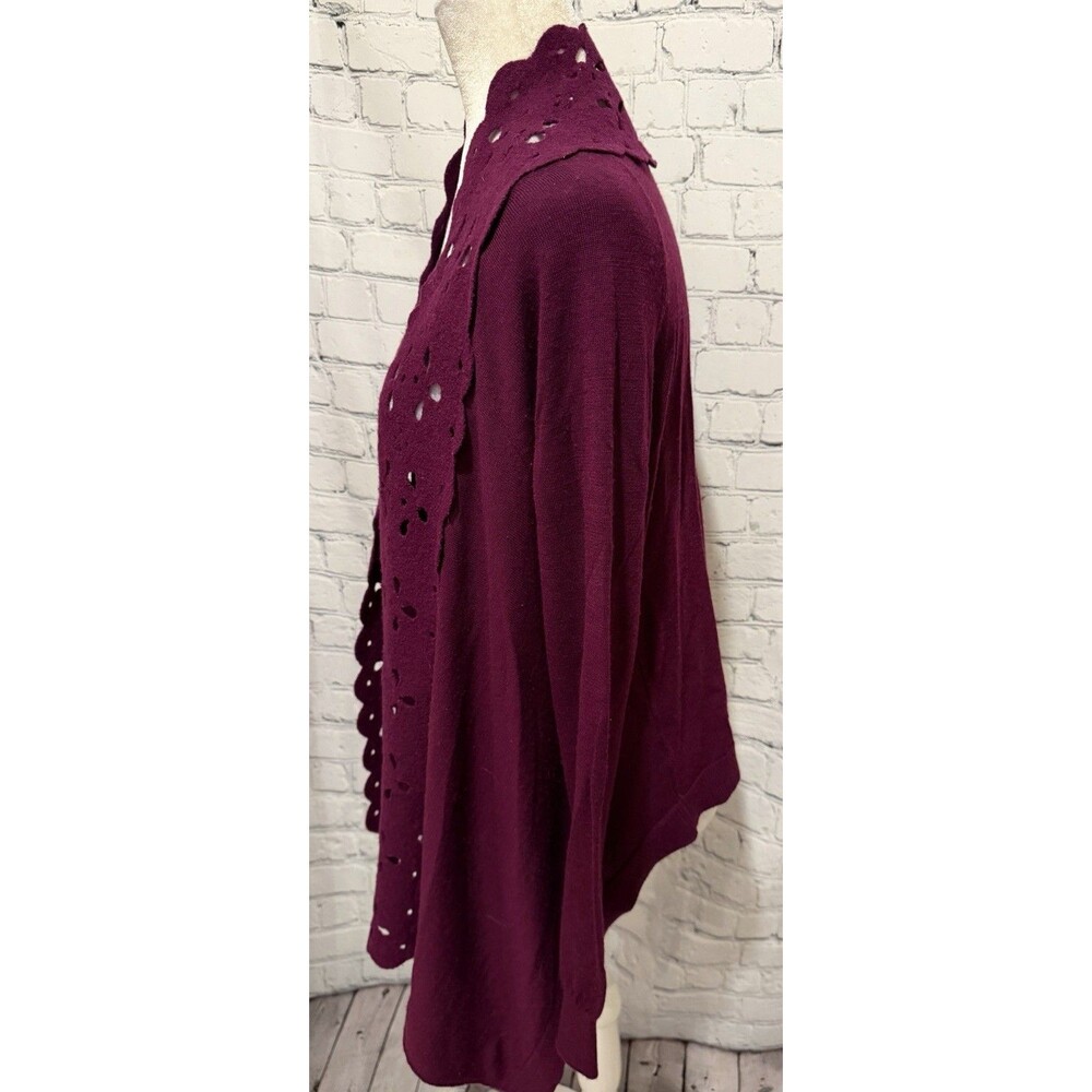 Anthropologie Sleeping on Snow Purple Wool Cut Out Cardigan Sweater size Small - Picture 3 of 6